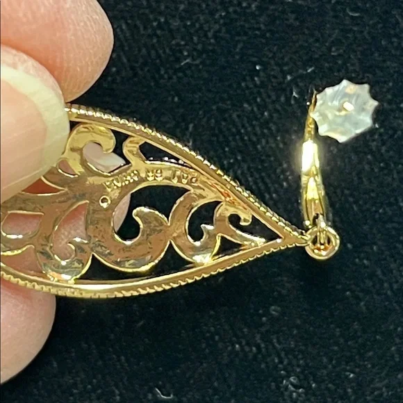 CLASSIC TREASURES NWT Prom Evening Diamond Accent 18K Gold Over Brass Earrings - Picture 6 of 10